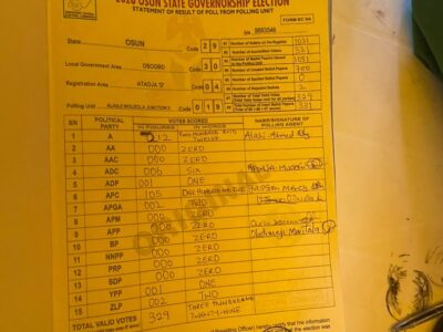 BREAKING: Official Results Begin To Trickle In From Osun Governorship Election