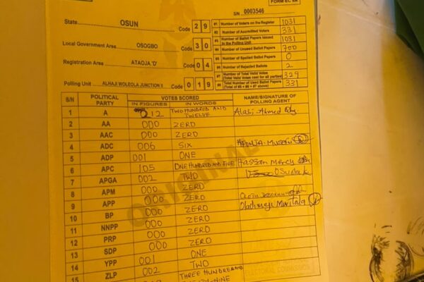BREAKING: Official Results Begin To Trickle In From Osun Governorship Election